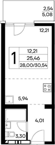 . Вариант № 2155082, 0, площадь - 28 квм, цена 10383600 рублей