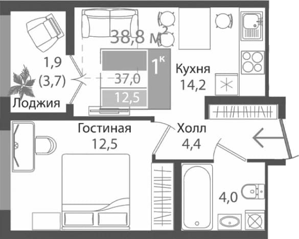 Купить двухкомнатную квартиру до 6 млн в Симферополе. Вариант № 2274007, 0, площадь - квм, цена 5878819 рублей