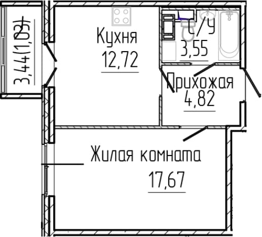 . Вариант № 2035809, 0, площадь - 38.76 квм, цена 7918210 рублей