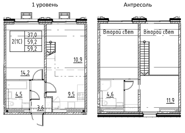 . Вариант № 2177157, 0, площадь - 59.2 квм, цена 17990880 рублей