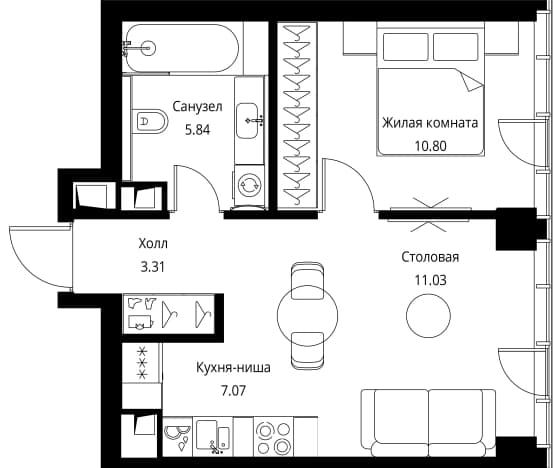 . Вариант № 2239831, 0, площадь - 38.05 квм, цена 22213324 рублей