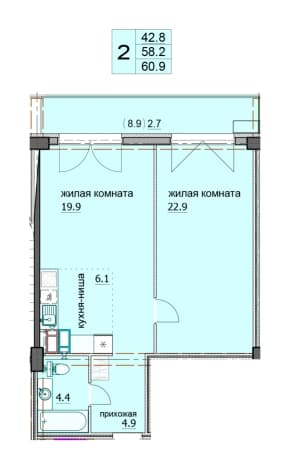 . Вариант № 801594, 0, площадь - 62 квм, цена 6696000 рублей