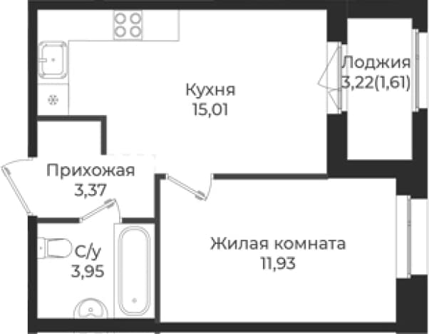 . Вариант № 1839265, 0, площадь - 34.26 квм, цена 5714091 рублей