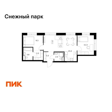 Купить двухкомнатную квартиру в новостройках в ЖК Снежный парк в Владивостоке. Вариант № 2127159, 1, площадь - квм, цена 11362680 рублей