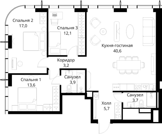 . Вариант № 2173507, 0, площадь - 99.8 квм, цена 40095548 рублей