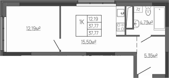 . Вариант № 2154539, 0, площадь - 39.89 квм, цена 14457625 рублей