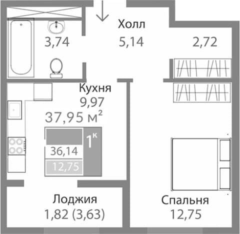 Купить однокомнатную квартиру в ЖК Благо в Республике Крым. Вариант № 2273972, 0, площадь - квм, цена 5745456 рублей