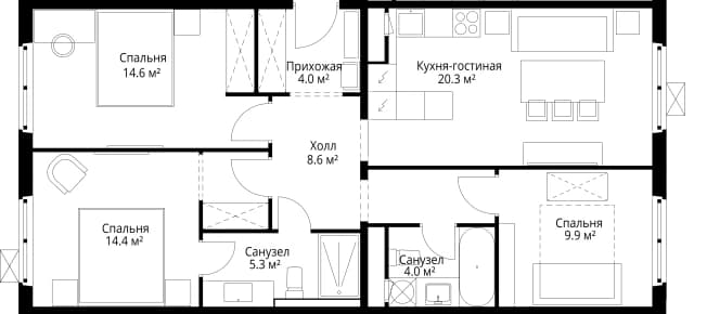 . Вариант № 2255798, 0, площадь - 81.1 квм, цена 20382214 рублей