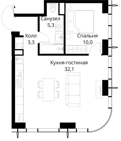 . Вариант № 2173550, 0, площадь - 50.7 квм, цена 26054629 рублей
