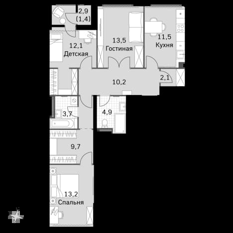 . Вариант № 2339638, 0, площадь - 81 квм, цена 43367400 рублей