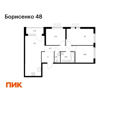 Купить трехкомнатную квартиру в новостройках в ЖК Борисенко 48 в Владивостоке. Вариант № 2019545, 1, площадь - квм, цена 14224000 рублей