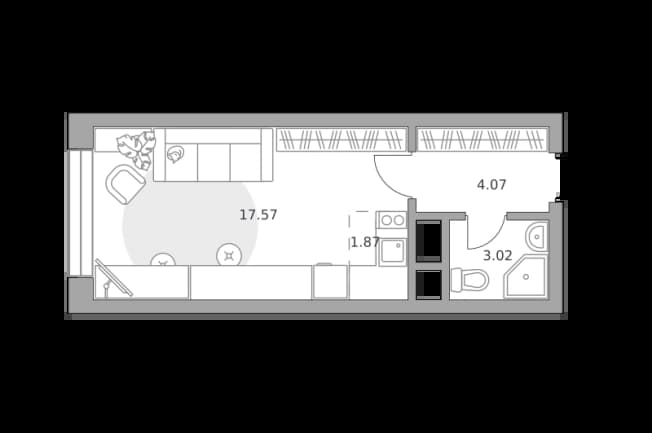 . Вариант № 2312801, 1, площадь - 26.53 квм, цена 5544750 рублей