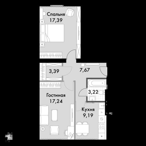 . Вариант № 945902, 0, площадь - 56.8 квм, цена 16699200 рублей
