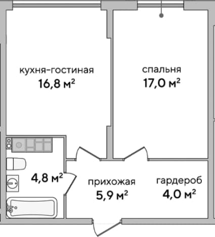 . Вариант № 2284197, 0, площадь - 48.5 квм, цена 13486298 рублей