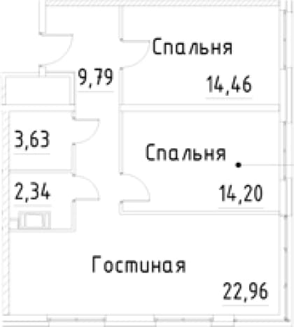 . Вариант № 1920228, 0, площадь - 67.38 квм, цена 15353584 рублей