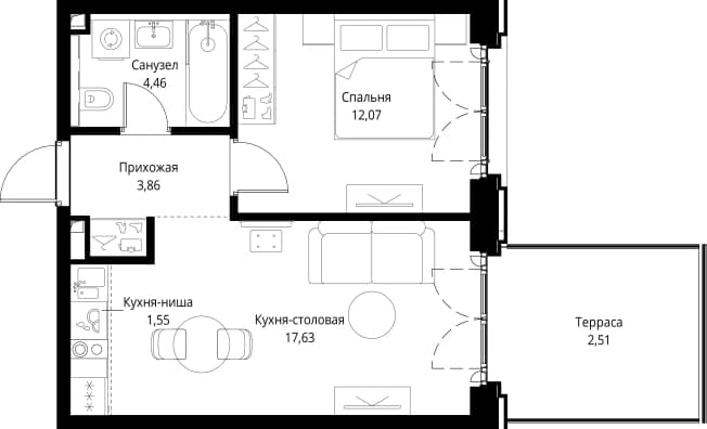 . Вариант № 2174315, 0, площадь - 42.08 квм, цена 31984621 рублей