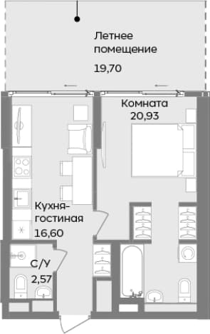 . Вариант № 2214035, 0, площадь - 40.1 квм, цена 21927748 рублей