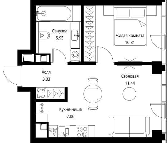 . Вариант № 2239808, 0, площадь - 38.59 квм, цена 23223192 рублей