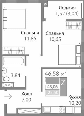 Купить двухкомнатную квартиру до 8 млн в Республике Крым. Вариант № 2126484, 0, площадь - квм, цена 7144895 рублей