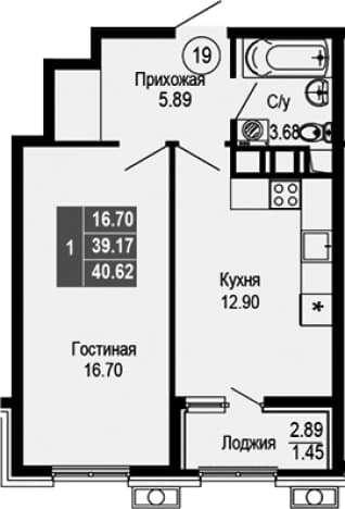 . Вариант № 2112650, 0, площадь - 39.17 квм, цена 9748800 рублей