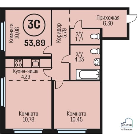 Купить трехкомнатную квартиру до 15 млн на вторичке в Барнауле. Вариант № 1773141, 1, площадь - квм, цена 6466800 рублей