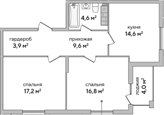 . Вариант № 2127065, 0, площадь - 66.7 квм, цена 17188809 рублей