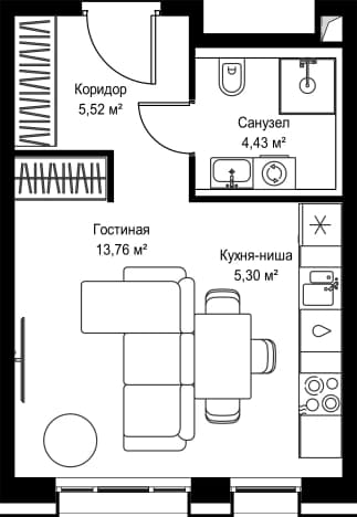 . Вариант № 2339029, 0, площадь - 29.01 квм, цена 24203043 рублей