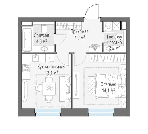 . Вариант № 1663563, 0, площадь - 42 квм, цена 37170000 рублей