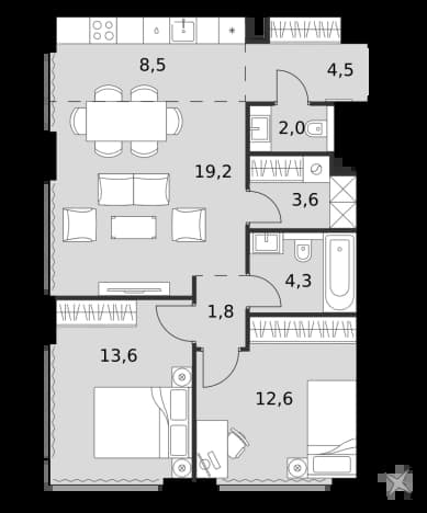 . Вариант № 2381423, 0, площадь - 70.1 квм, цена 60208890 рублей