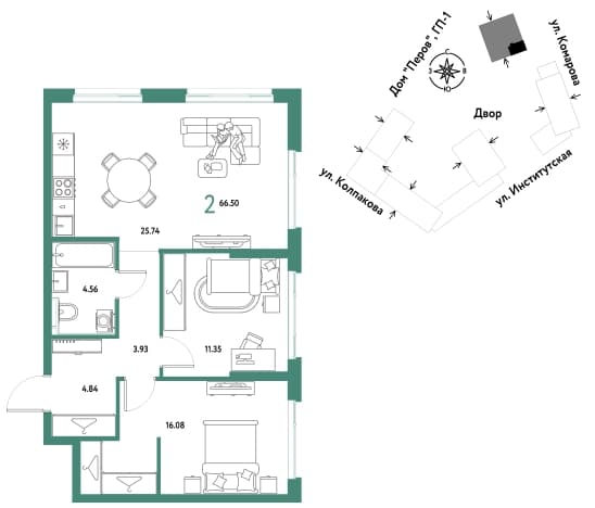 . Вариант № 2182591, 0, площадь - 66.5 квм, цена 24822222 рублей