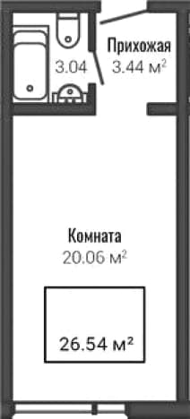 . Вариант № 2214448, 0, площадь - 26.54 квм, цена 7500000 рублей