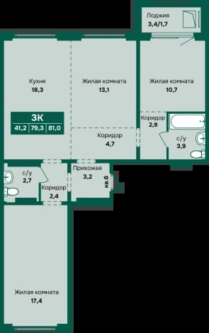 . Вариант № 2234541, 0, площадь - 81 квм, цена 9200000 рублей