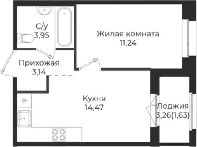 . Вариант № 1839187, 0, площадь - 32.8 квм, цена 5500193 рублей