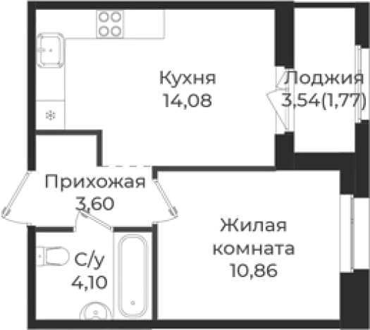 . Вариант № 1838959, 0, площадь - 32.64 квм, цена 5496998 рублей