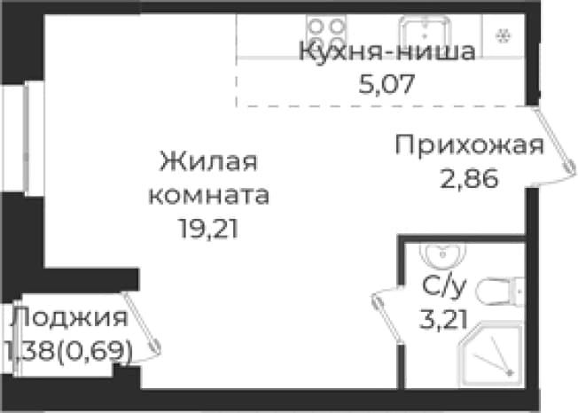 . Вариант № 1838850, 0, площадь - 30.35 квм, цена 5455901 рублей