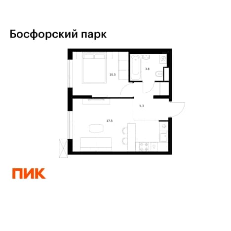 . Вариант № 2078398, 0, площадь - 37.1 квм, цена 9957640 рублей