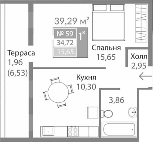 Купить однокомнатную квартиру до 6 млн в новостройках в Республике Крым. Вариант № 2273985, 0, площадь - квм, цена 5741264 рублей