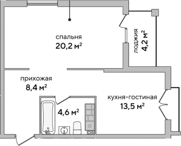 . Вариант № 2127013, 0, площадь - 46.7 квм, цена 17078587 рублей