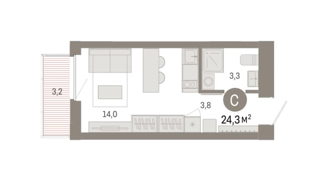 Купить студию площадью 25 кв.м в новостройках в Омске. Вариант № 2351027, 1, площадь - квм, цена 5660000 рублей