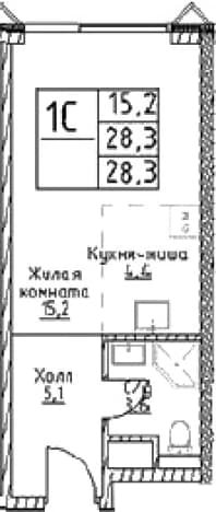 . Вариант № 750762, 0, площадь - 28.3 квм, цена 14367910 рублей
