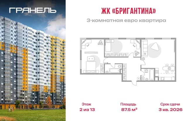 . Вариант № 2226383, 0, площадь - 87.5 квм, цена 23545072 рублей