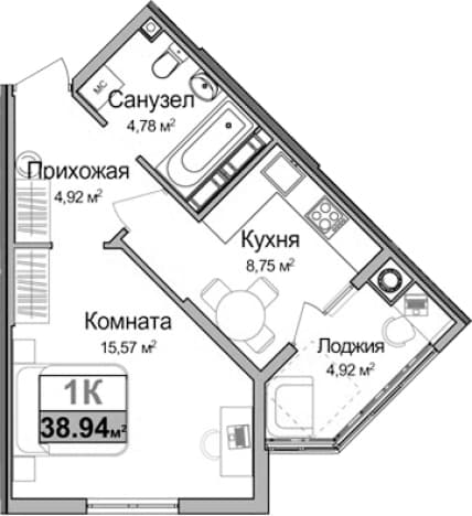 . Вариант № 2243044, 0, площадь - 31.56 квм, цена 7845000 рублей