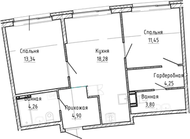 . Вариант № 2186669, 0, площадь - 60.28 квм, цена 13664236 рублей