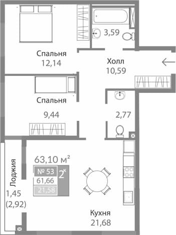 Купить двухкомнатную квартиру до 9 млн в новостройках в Республике Крым. Вариант № 2273968, 0, площадь - квм, цена 8994101 рублей