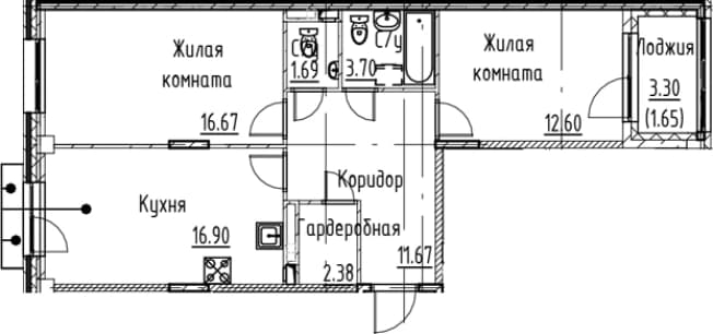. Вариант № 1831227, 0, площадь - 65.61 квм, цена 18470935 рублей
