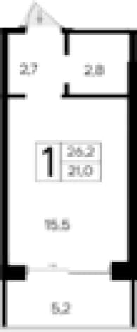 . Вариант № 2113226, 0, площадь - 21 квм, цена 8122000 рублей