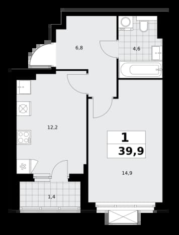 . Вариант № 1385152, 0, площадь - 39.9 квм, цена 12937176 рублей