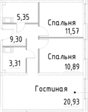 . Вариант № 1920253, 0, площадь - 61.35 квм, цена 14392341 рублей