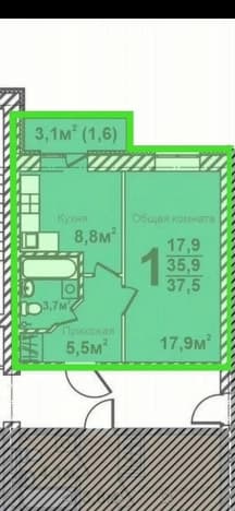 . Вариант № 2267376, 0, площадь - 37.5 квм, цена 6400000 рублей