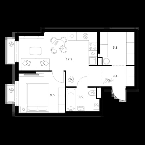 . Вариант № 2217623, 0, площадь - 40.6 квм, цена 11128460 рублей